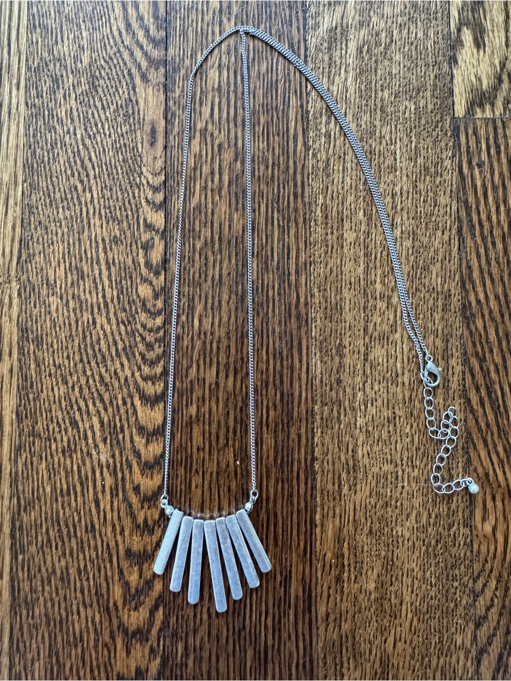 Silver Fan Bar Pendant Necklace
